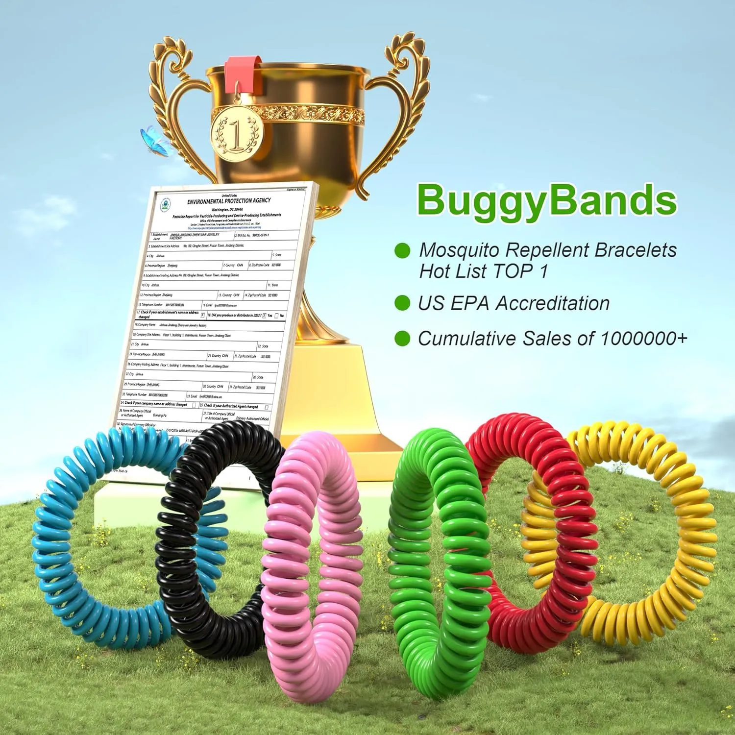 12 Pack Mosquito Repellent Bracelets, Individually Wrapped, DEET Free, Natural and Waterproof Band