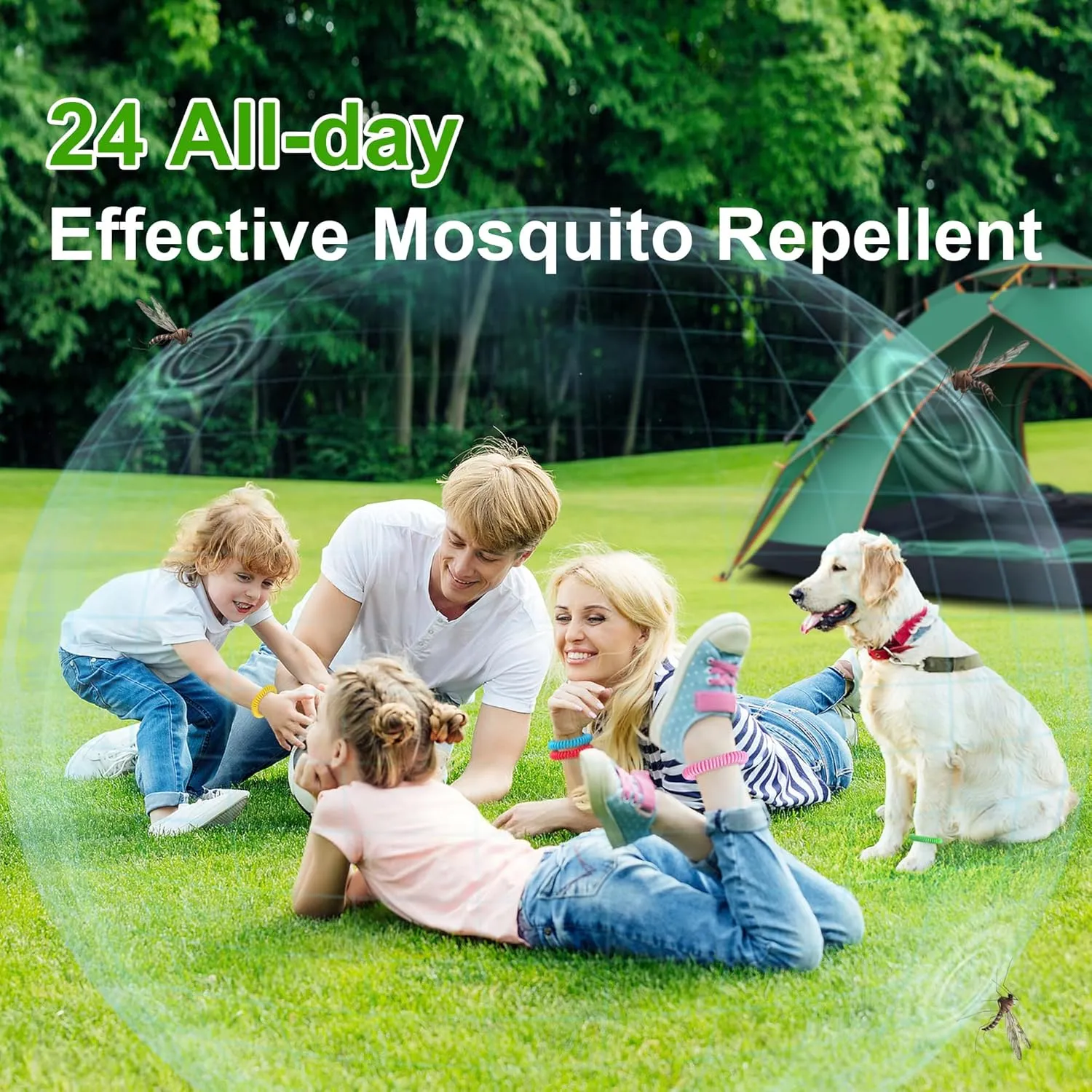 12 Pack Mosquito Repellent Bracelets, Individually Wrapped, DEET Free, Natural and Waterproof Band