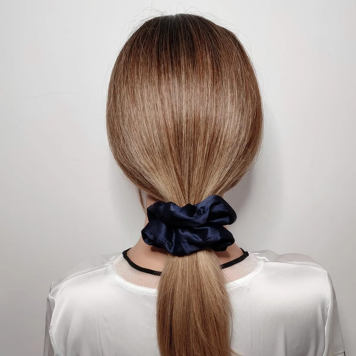 12 Pcs Satin Silk Hair Scrunchies Soft Hair Ties Fashion Hair Bands Hair Bow Ropes Hair Elastic Bracelet Ponytail Holders Hair Accessories for Women Girls (Assorted Blue Pair)