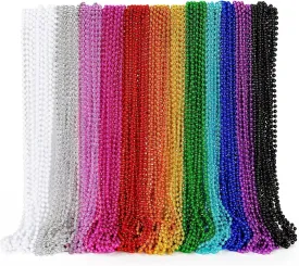 144PCS Mardi Gras Beads, Metallic 12 Kinds Bead Necklace Party Supplies, 33" Mardi Gras Necklace Costume Stuff, Festival Parade Throw Accessories for Wedding Birthday Celebrations Decorations