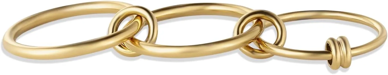 14K Gold Plated Stackable Rings for Women - Waterproof & Non Tarnish - Water Resistant Never Fades Everyday Band Rings Set for Women