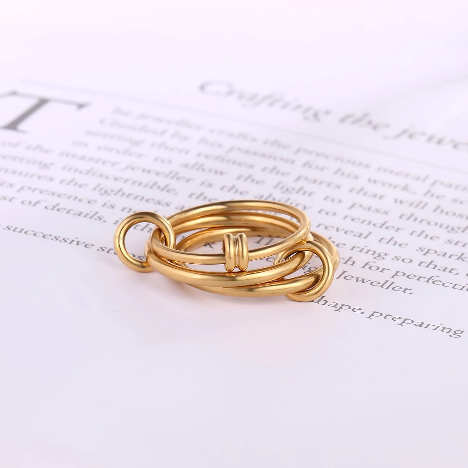 14K Gold Plated Stackable Rings for Women - Waterproof & Non Tarnish - Water Resistant Never Fades Everyday Band Rings Set for Women