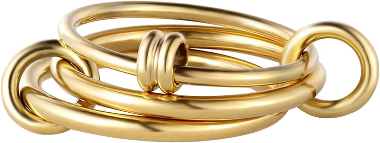 14K Gold Plated Stackable Rings for Women - Waterproof & Non Tarnish - Water Resistant Never Fades Everyday Band Rings Set for Women