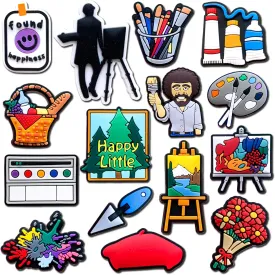 15Pcs Art Charms for Clog Shoes Decoration, Artist Painting Drawing Charms Accessories for Men Women
