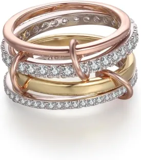 18K Gold Plated Stackable Rings for Women  4-Piece Non Tarnish Rings with CZ Cubic Zirconia Sterling Silver & Rose Gold  Elegant and Versatile Jewelry Gift