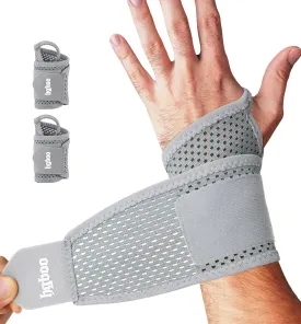 2-Pack Ultra-Thin Wrist Braces, Breathable Comfort Mesh Fabric Support for Pain Relief - Ideal for Carpal Tunnel, Tendonitis, Sports, Fitness and Daily Use - Adjustable Wrist Support (Gray)
