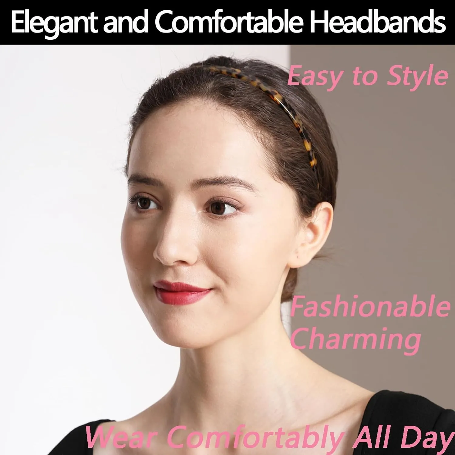 3 Pack Eyewear Headbands,No Headache Non Slip Hair Bands Fashion Thin Headbands for Womens Sisters Girls Gifts(Black,Tortoise,Amber)