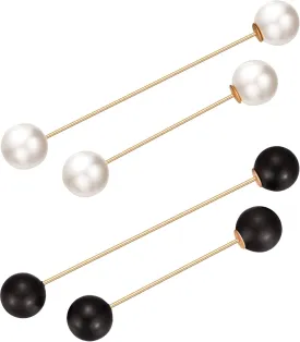4 Pieces Sweater Shawl Clips Pearl Brooch Pins for Women Cardigan Sweater Clip Double Faux Pearl Brooches Vintage Shirts Pin for Clothes Women Girl Costume Accessory