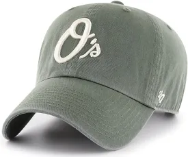 47 Brand MLB Moss Green Primary Logo Clean Up Adjustable Strap Baseball Cap Hat, Adult One Size Fits All