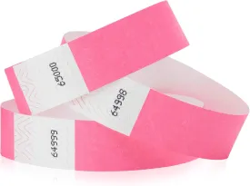 5,000 WristCo Neon Pink Tyvek Wristbands for Events - Tamper-Proof Design & Fluorescent Color Prevent Reuse Premium-Grade Bracelets for Hospital & Medical ID, Party & VIP Identification