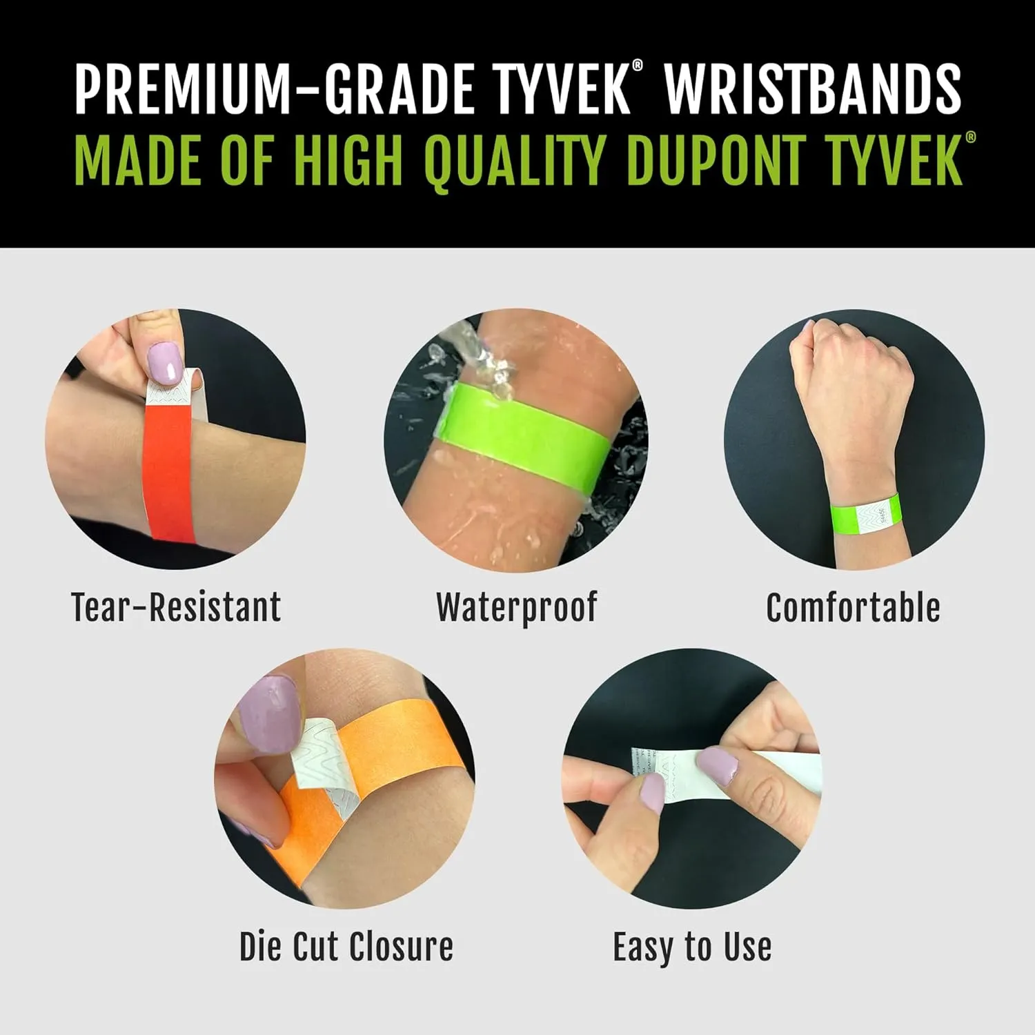 5,000 WristCo Neon Pink Tyvek Wristbands for Events - Tamper-Proof Design & Fluorescent Color Prevent Reuse Premium-Grade Bracelets for Hospital & Medical ID, Party & VIP Identification