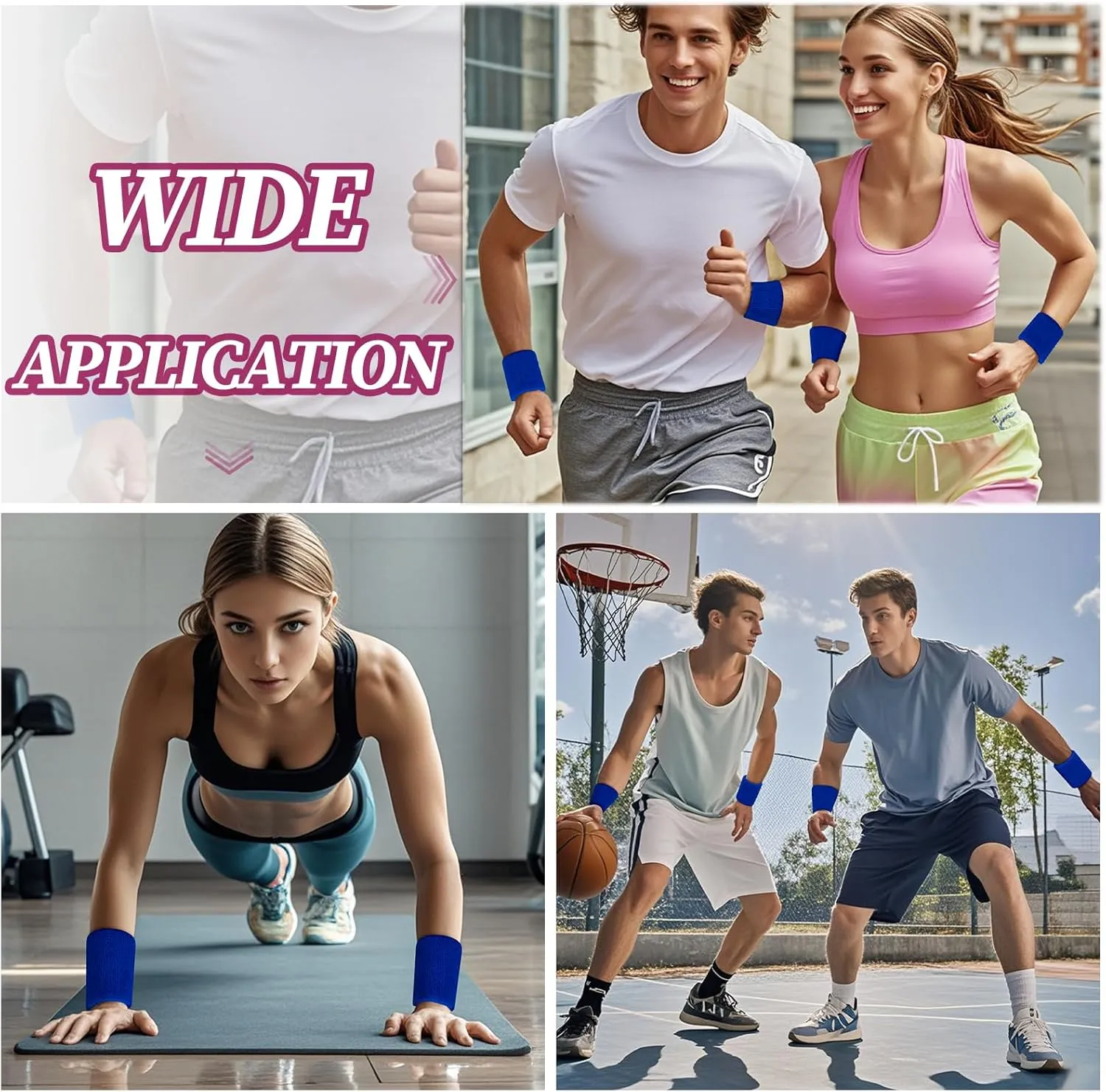 6 Pack Sweatbands Sports Wristband for Men & Women, Breathable Wrist Band Absorbent Sweat Band for Tennis, Basketball, Running, Gym, Working Out