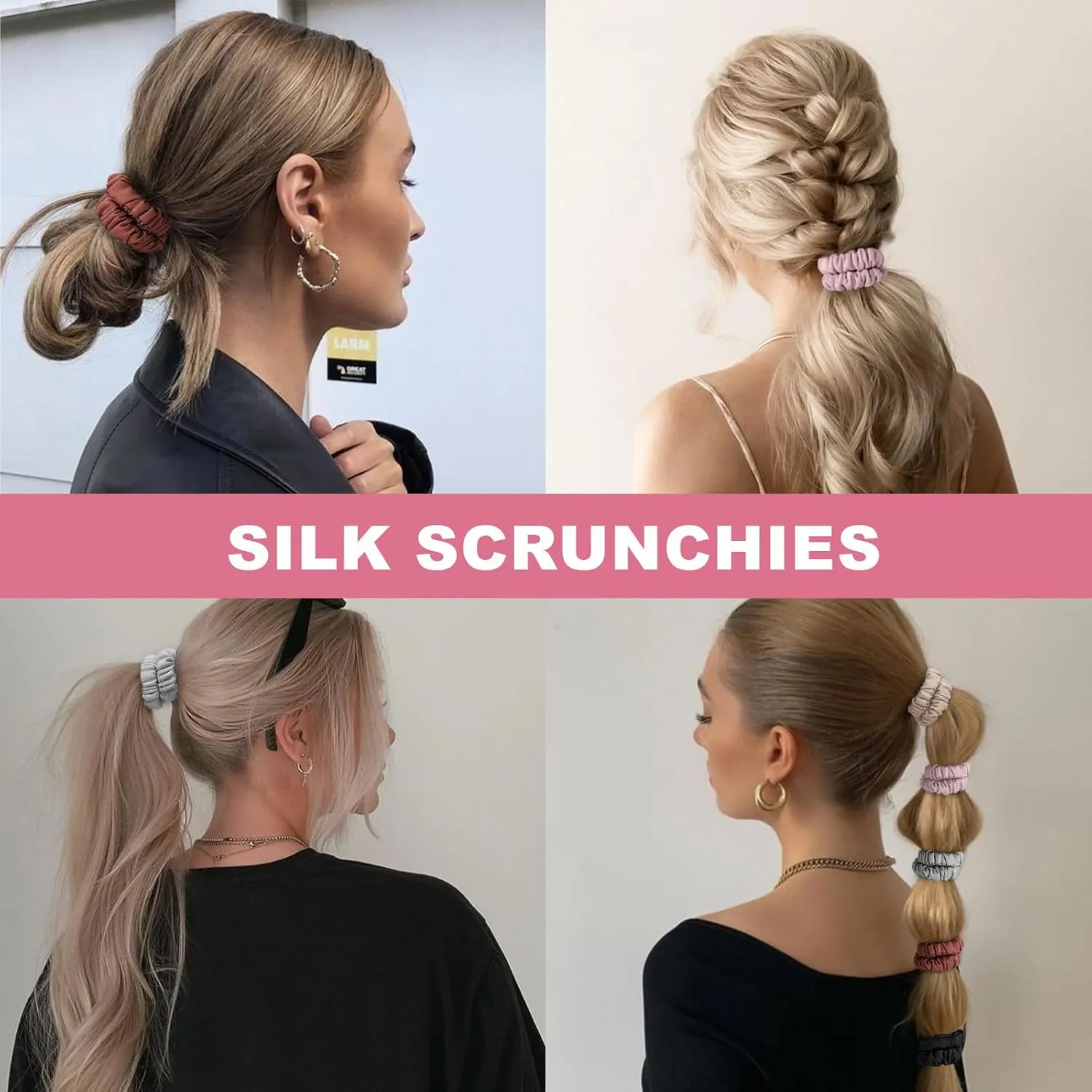 6Pcs Silk Hair Ties Small 22 Momme 100% Pure Mulberry Silk Scrunchies for Women Girls Thin Skinny Hair Sleep Scrunchies No Damage(Color 04)