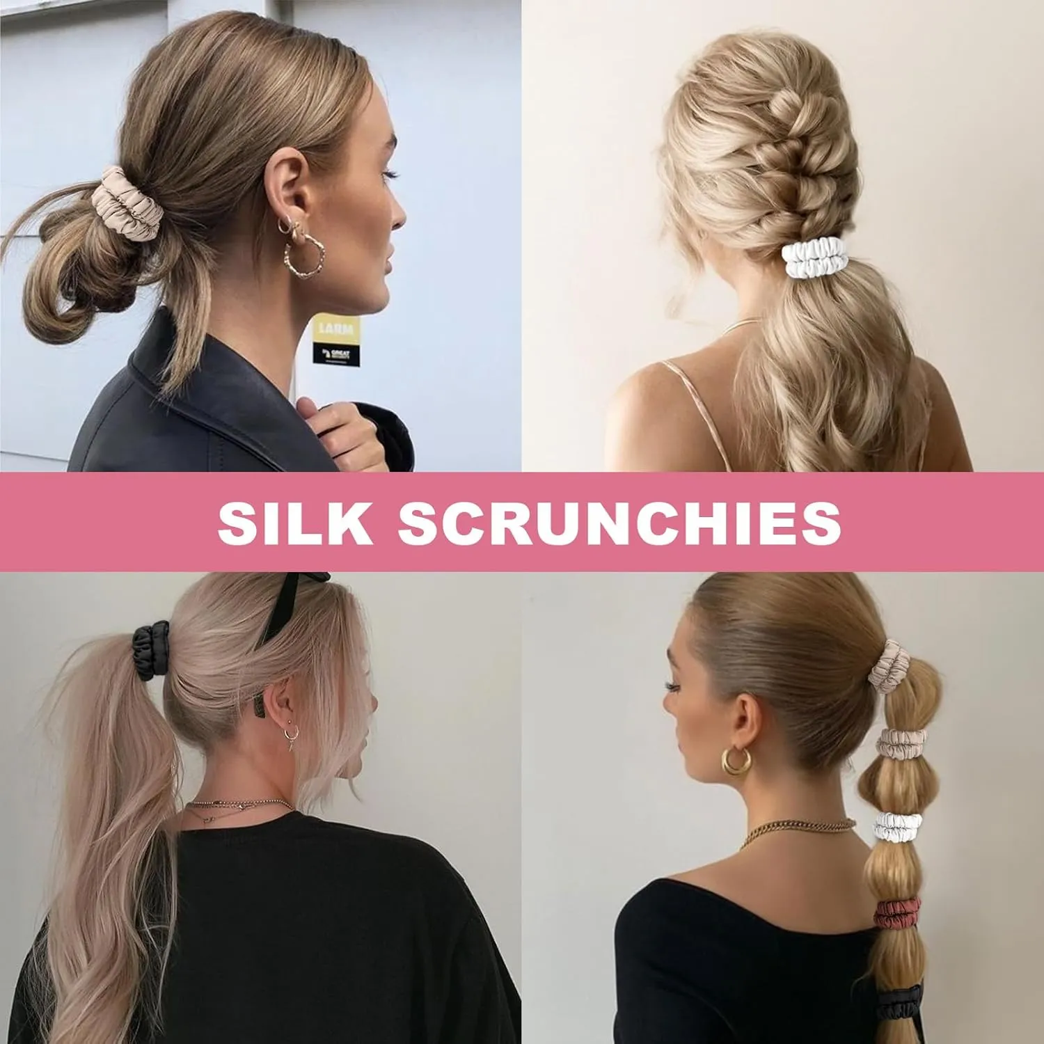 6Pcs Silk Hair Ties Small 22 Momme 100% Pure Mulberry Silk Scrunchies for Women Girls Thin Skinny Hair Sleep Scrunchies No Damage(Color 07)