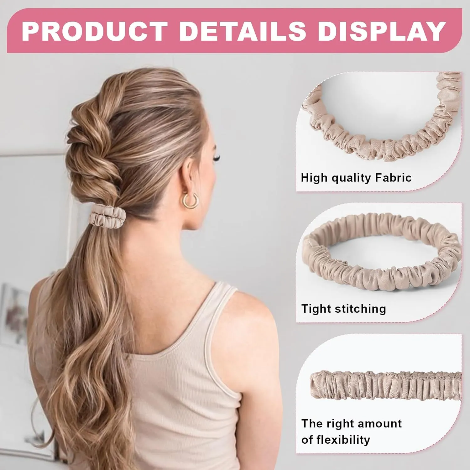 6Pcs Silk Hair Ties Small 22 Momme 100% Pure Mulberry Silk Scrunchies for Women Girls Thin Skinny Hair Sleep Scrunchies No Damage(Color 07)