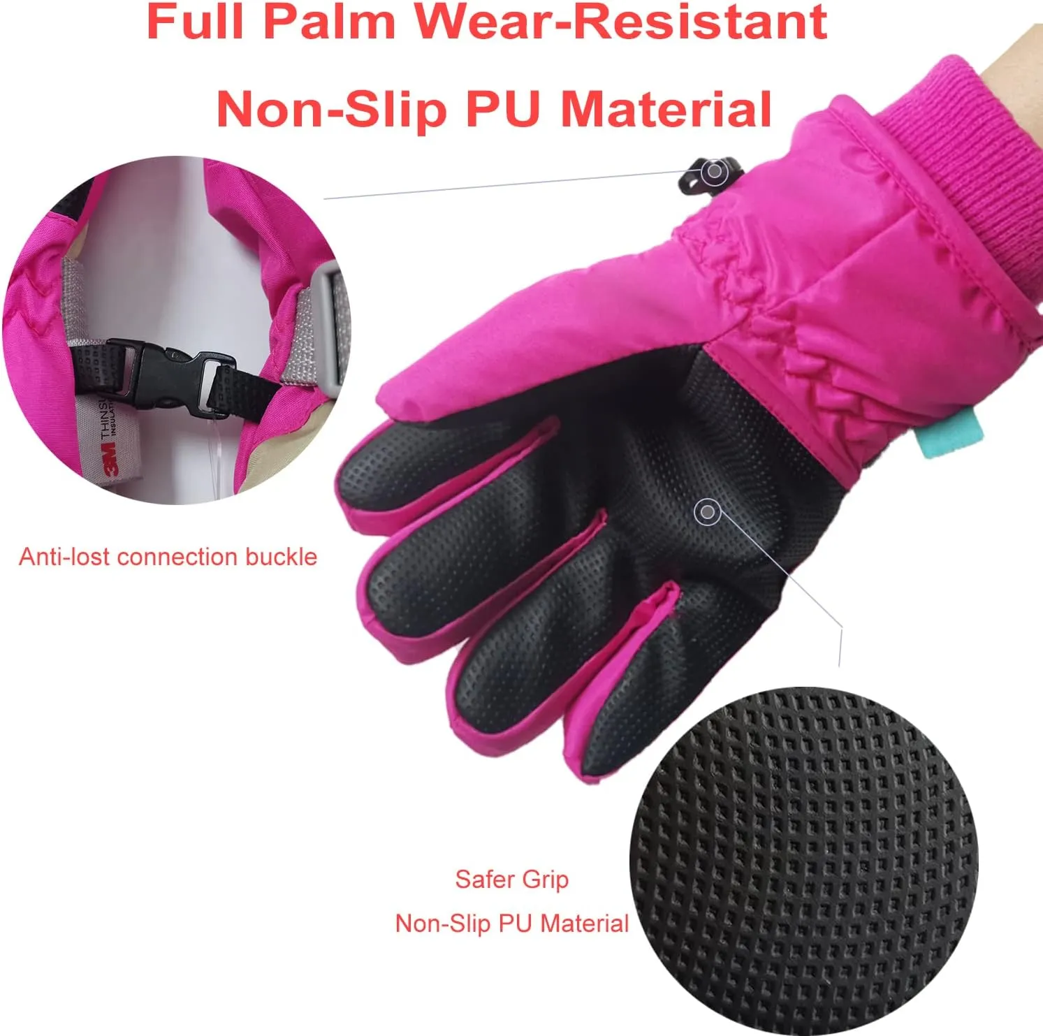 7-Mi Kids Winter Warm Water-Resistant Gloves for Skiing/Snowboarding/Cycling/Riding Outdoor Activities Children Mittens