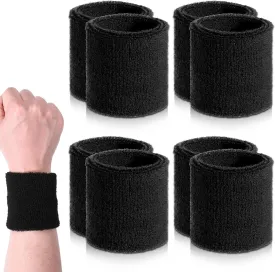 8 Pcs Wrist Sweatbands Breathable Tennis Wrist Bands Elastic Sports Wristbands Absorbent Sweat Band for Men Women Thick Wrist Bands for Working Out Football Basketball Running Athletic Gym