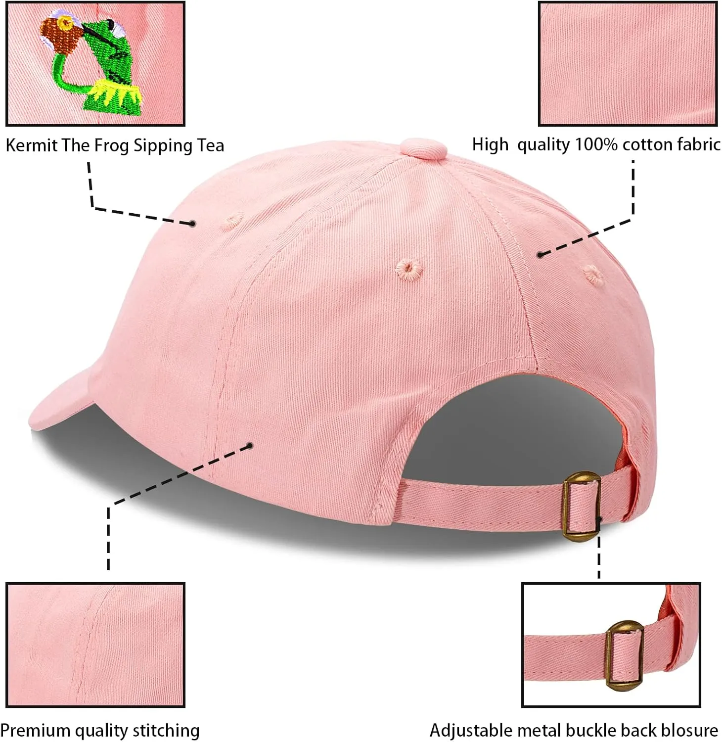 Adjustable Kermit The Frog Embroidered Baseball Cap - Unisex Classic Dad Trucker Hat