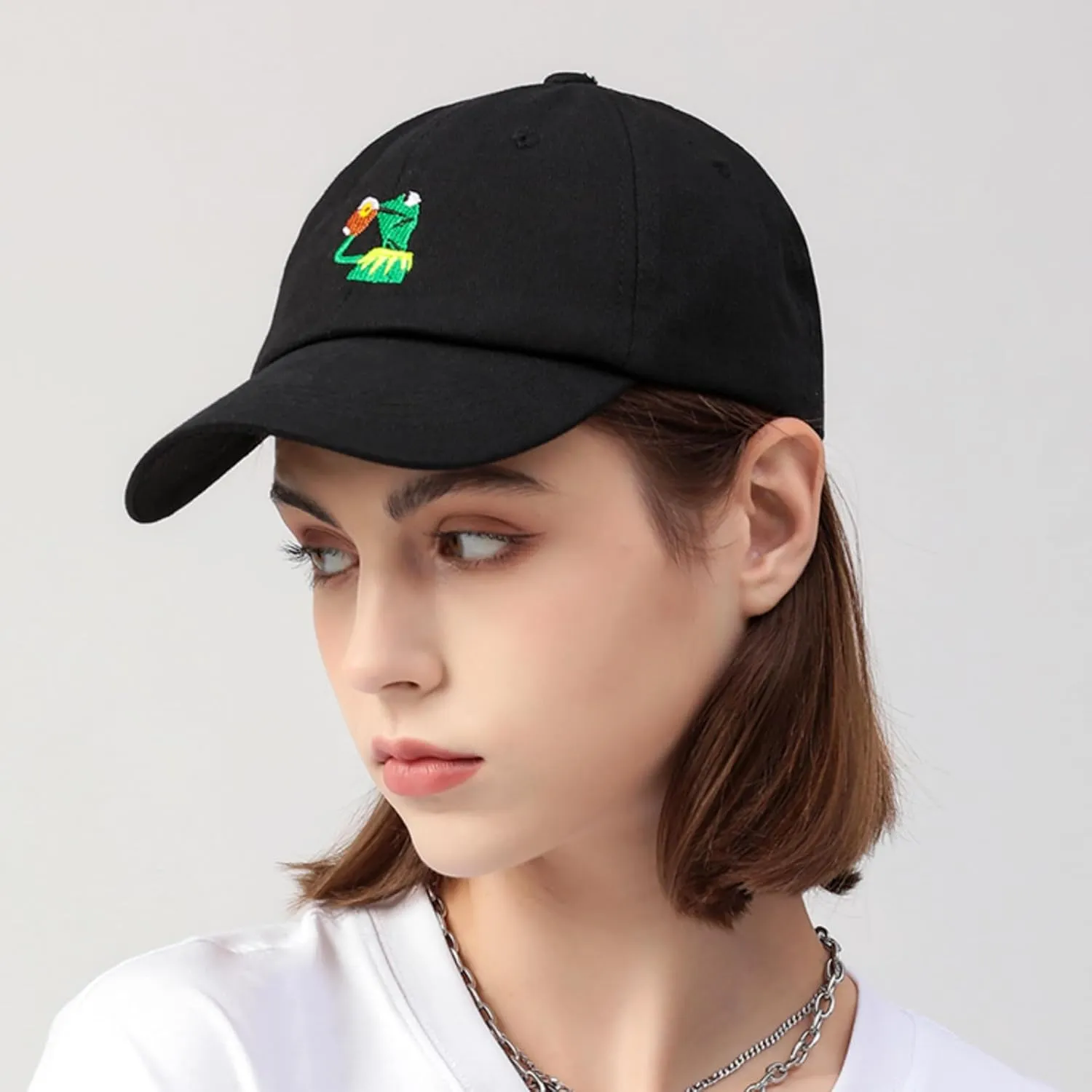 Adjustable Kermit The Frog Embroidered Baseball Cap - Unisex Classic Dad Trucker Hat