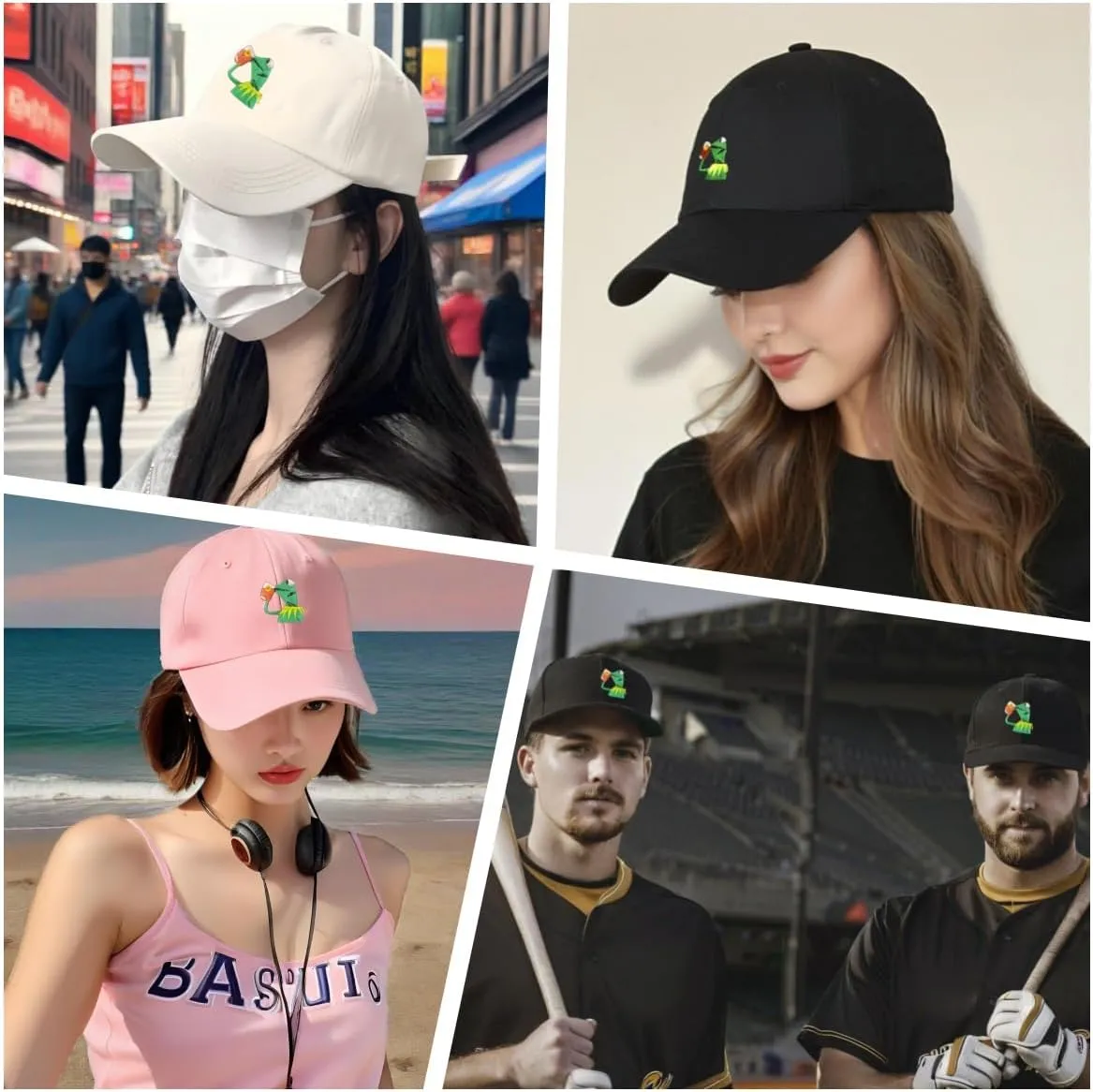 Adjustable Kermit The Frog Embroidered Baseball Cap - Unisex Classic Dad Trucker Hat