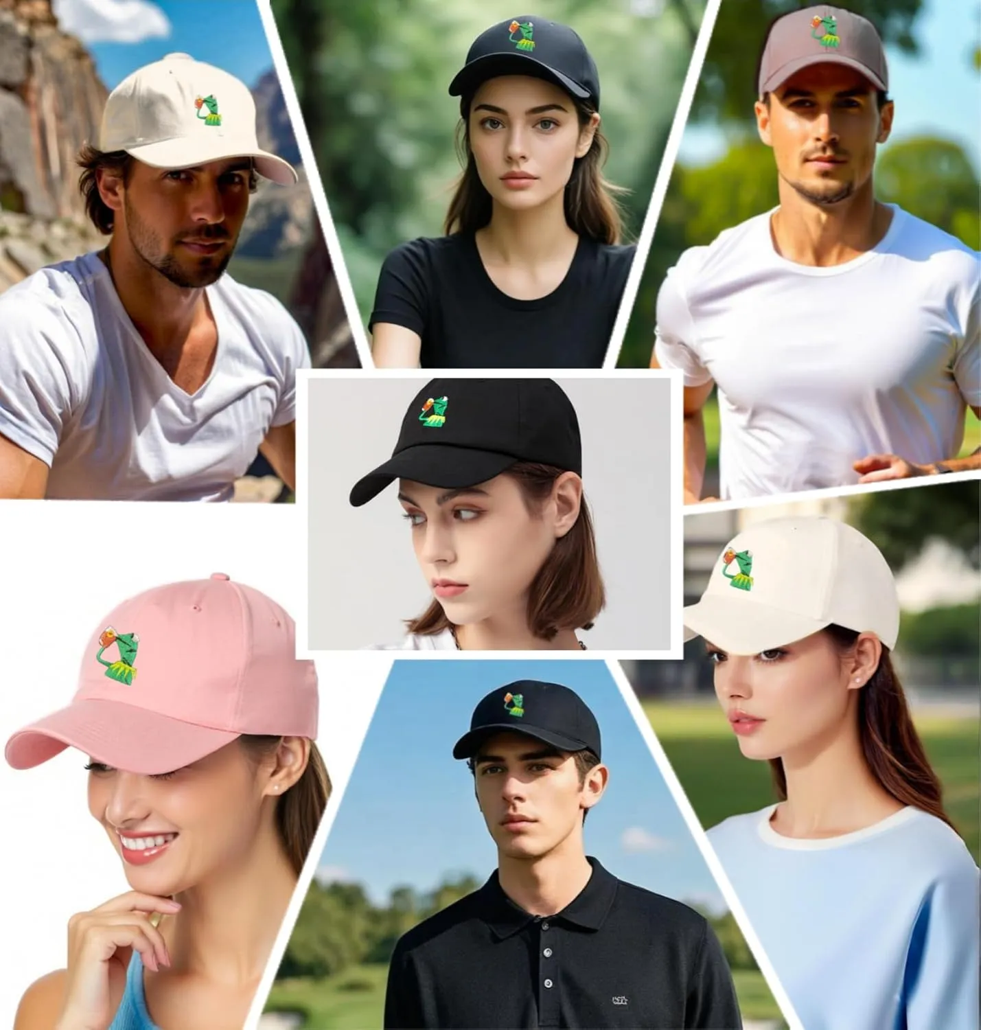 Adjustable Kermit The Frog Embroidered Baseball Cap - Unisex Classic Dad Trucker Hat