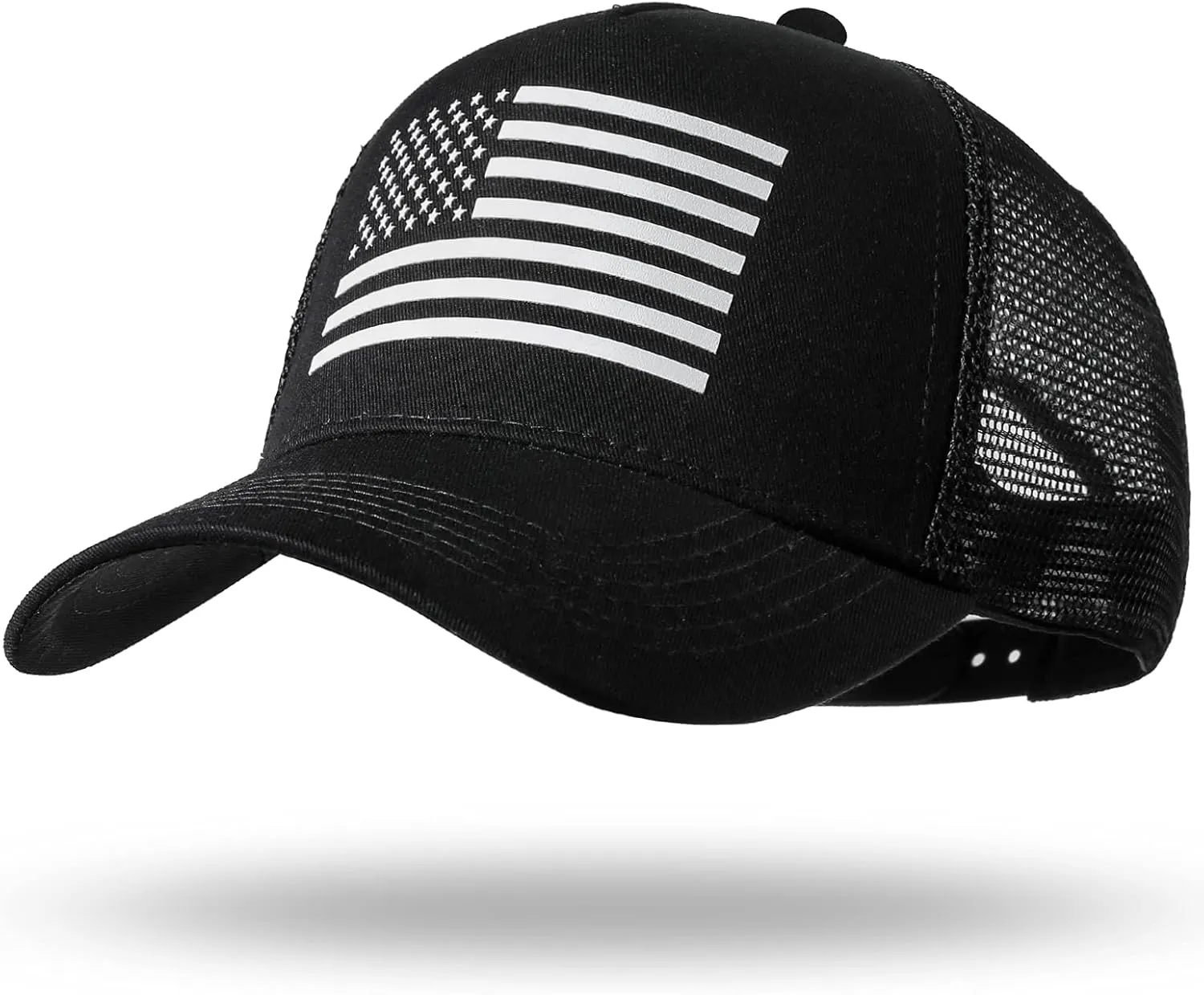 American Flag Trucker Hat - Snapback Hat, Baseball Cap for Men Women - Breathable Mesh Side, Adjustable Fit - for Casual Wear