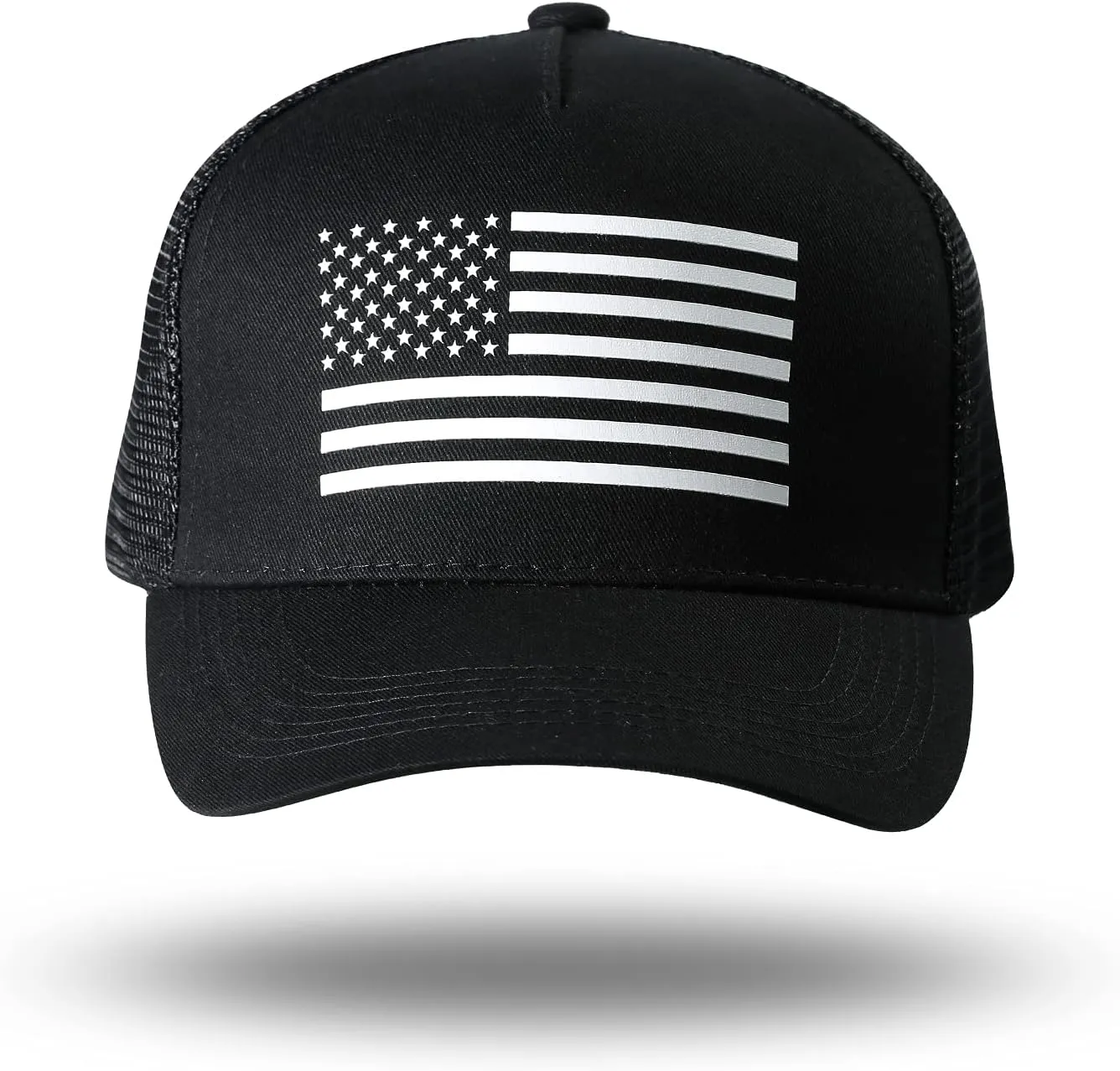 American Flag Trucker Hat - Snapback Hat, Baseball Cap for Men Women - Breathable Mesh Side, Adjustable Fit - for Casual Wear