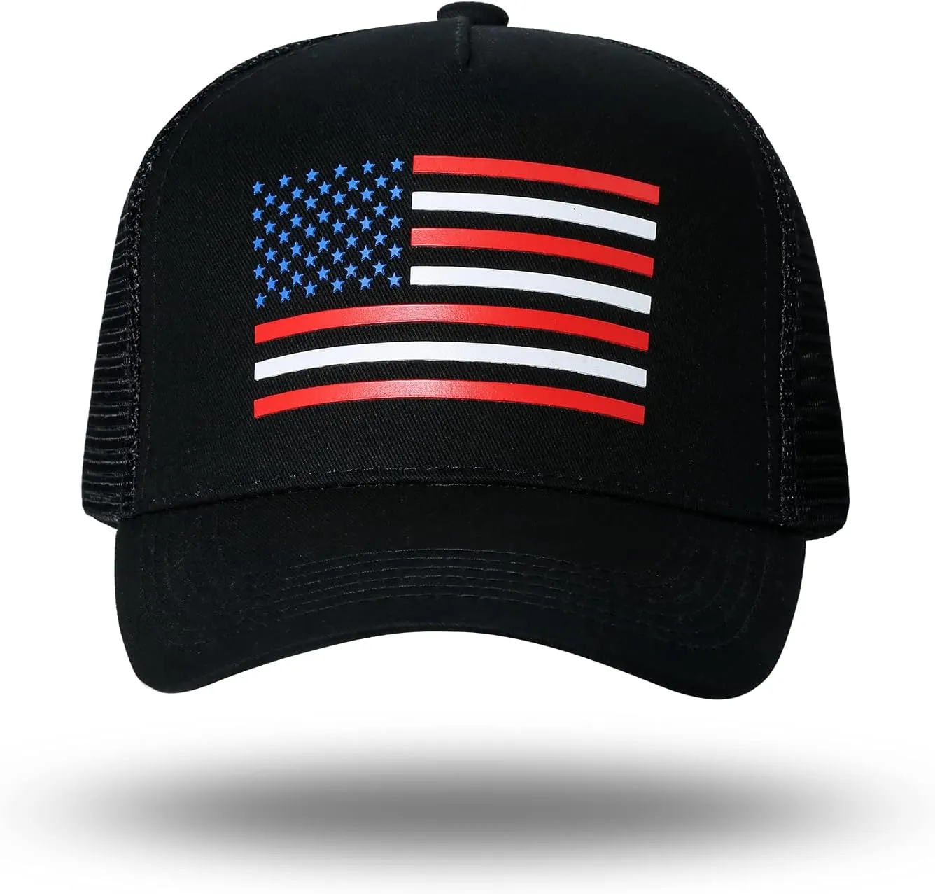 American Flag Trucker Hat - Snapback Hat, Baseball Cap for Men Women - Breathable Mesh Side, Adjustable Fit - for Casual Wear