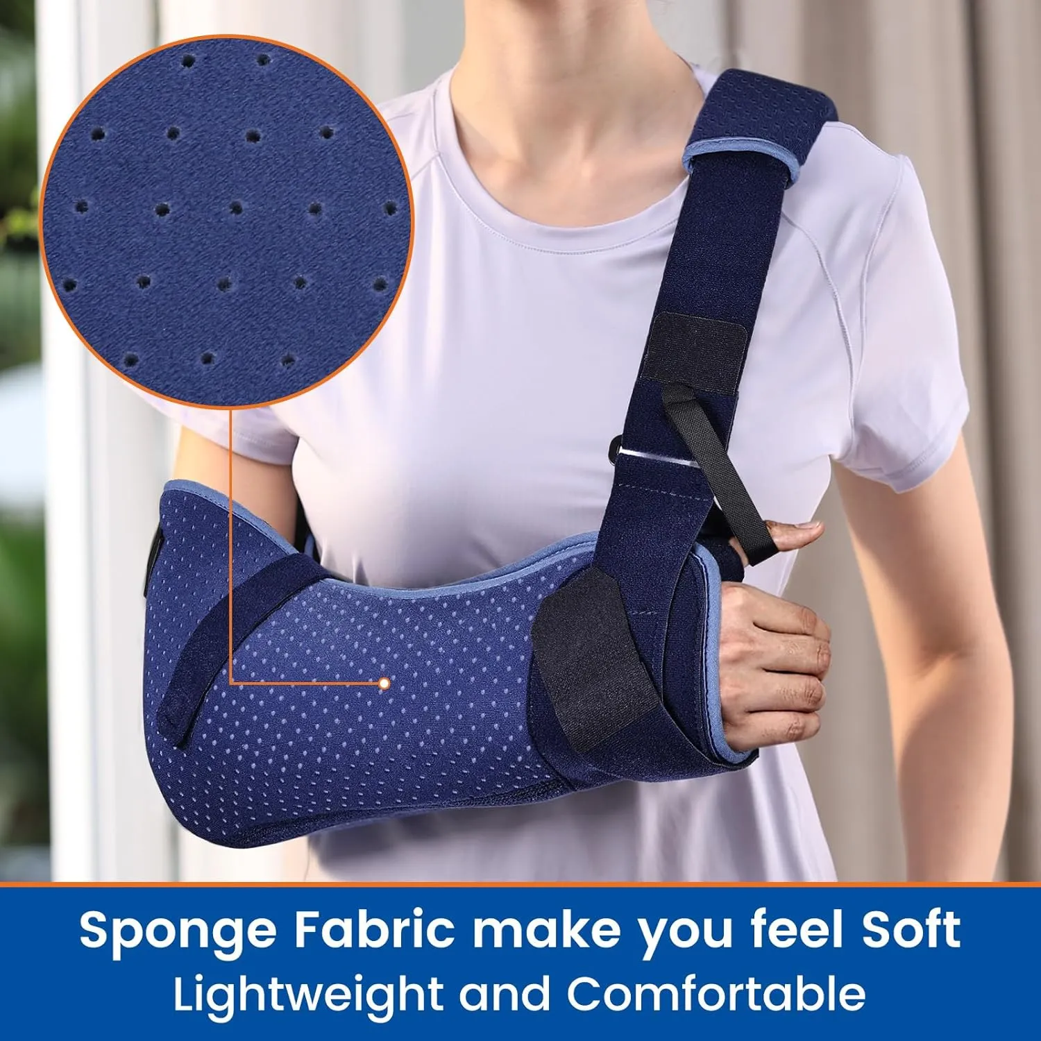 Arm Sling for Shoulder Injury with Waist Strap - Immobilizer Brace Support for Sleeping, Rotator Cuff Surgery (Comfort Version, Left, Small, 25-30.5 inch)