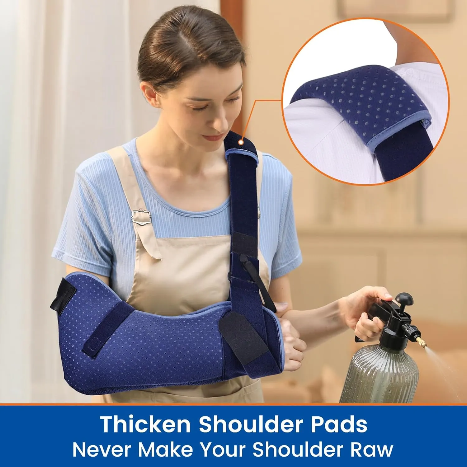 Arm Sling for Shoulder Injury with Waist Strap - Immobilizer Brace Support for Sleeping, Rotator Cuff Surgery (Comfort Version, Left, Small, 25-30.5 inch)