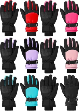 Bencailor 6 Pairs Winter Gloves for Kids Waterproof Boys Snow Ski Gloves Girls Warm Windproof Mittens for Children Outdoor