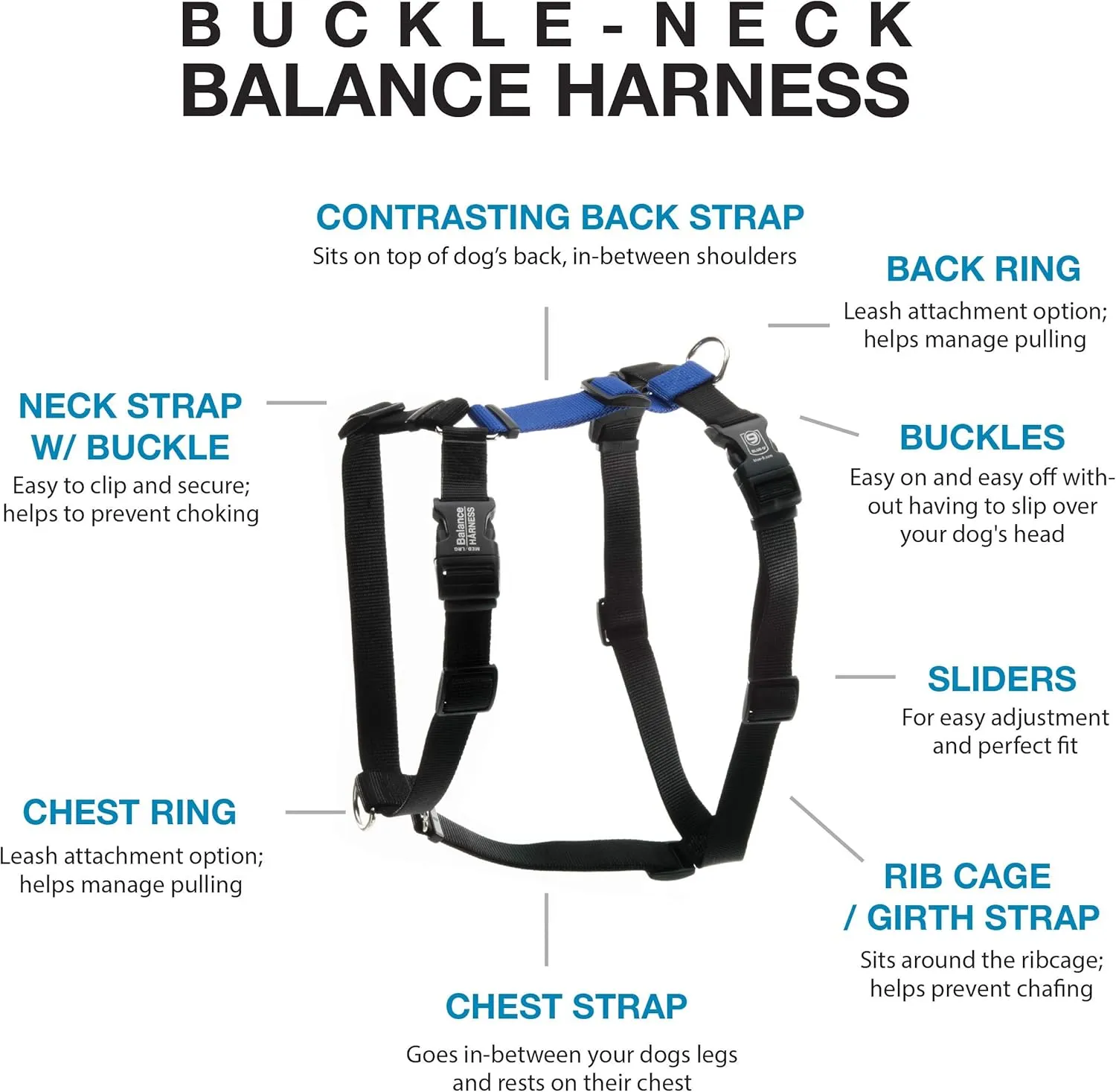 Blue-9 Pet Products No-Pull Balance Harness and Loose Leash Walking Set Dogs, Made in The USA, Blue, Medium