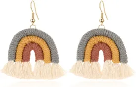 Bohemian Rainbow Layered Tassel Earrings 3 Tier Fringe Statement Dangle Drop Earrings for Women Jewelry Fashion and Valentine Birthday Party Gift