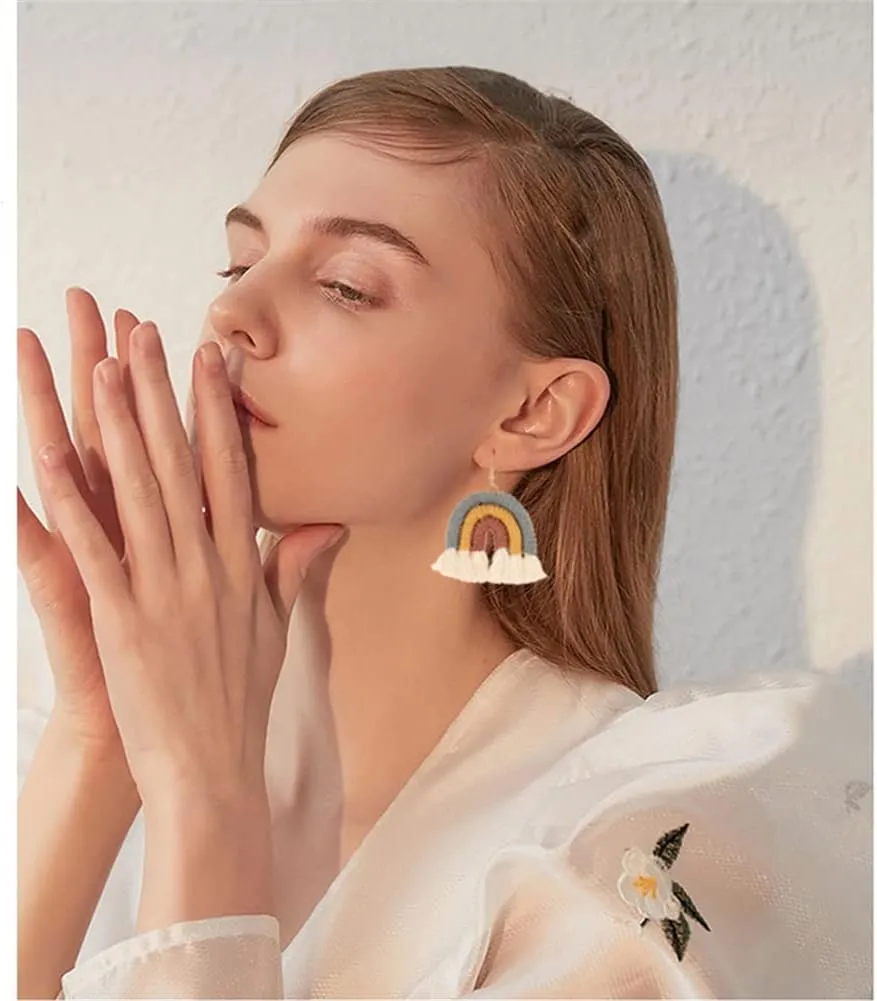 Bohemian Rainbow Layered Tassel Earrings 3 Tier Fringe Statement Dangle Drop Earrings for Women Jewelry Fashion and Valentine Birthday Party Gift