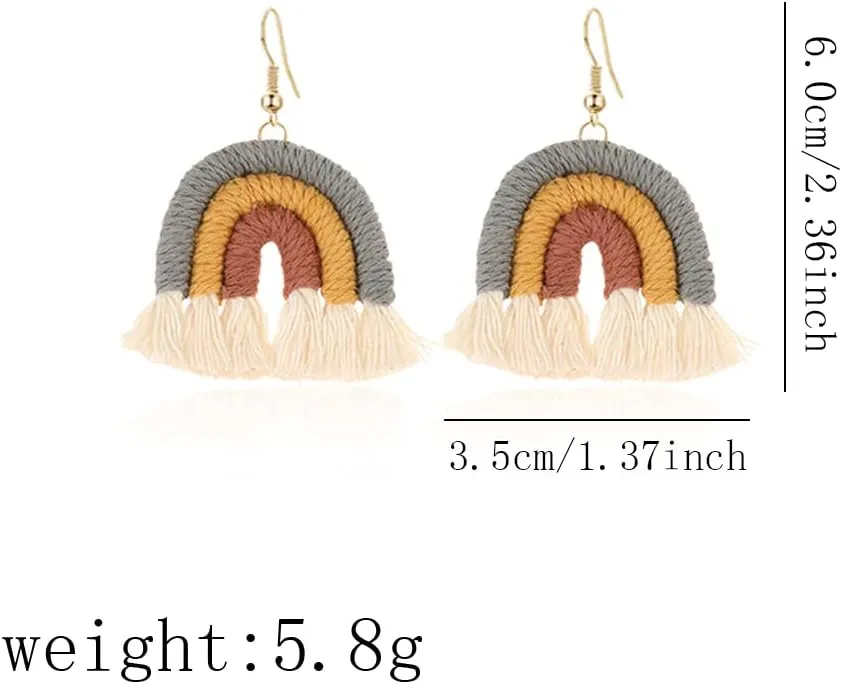 Bohemian Rainbow Layered Tassel Earrings 3 Tier Fringe Statement Dangle Drop Earrings for Women Jewelry Fashion and Valentine Birthday Party Gift