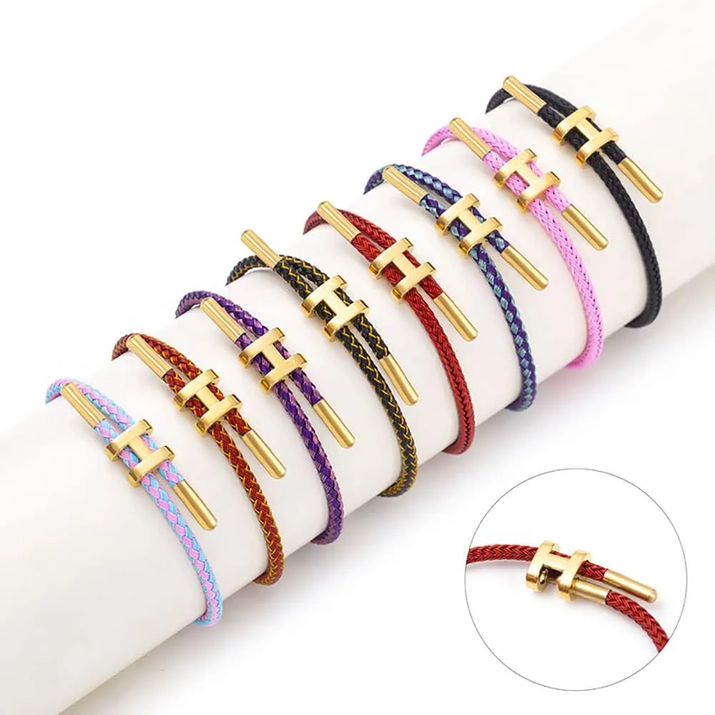 Bracelets Fashion for Women Adjustable Bracelet, Gold-plated Buckle Design Titanium Steel Wire Rope Jewelry