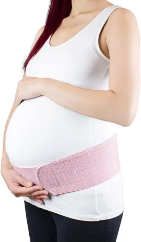 Bracoo Maternity Belt & Post Partum Waist Binder - Adjustable Belly Band for Pregnancy - Relieve Tired Muscles, Support for Prenatal and Postpartum Comfort, MS61, Pink, One Size