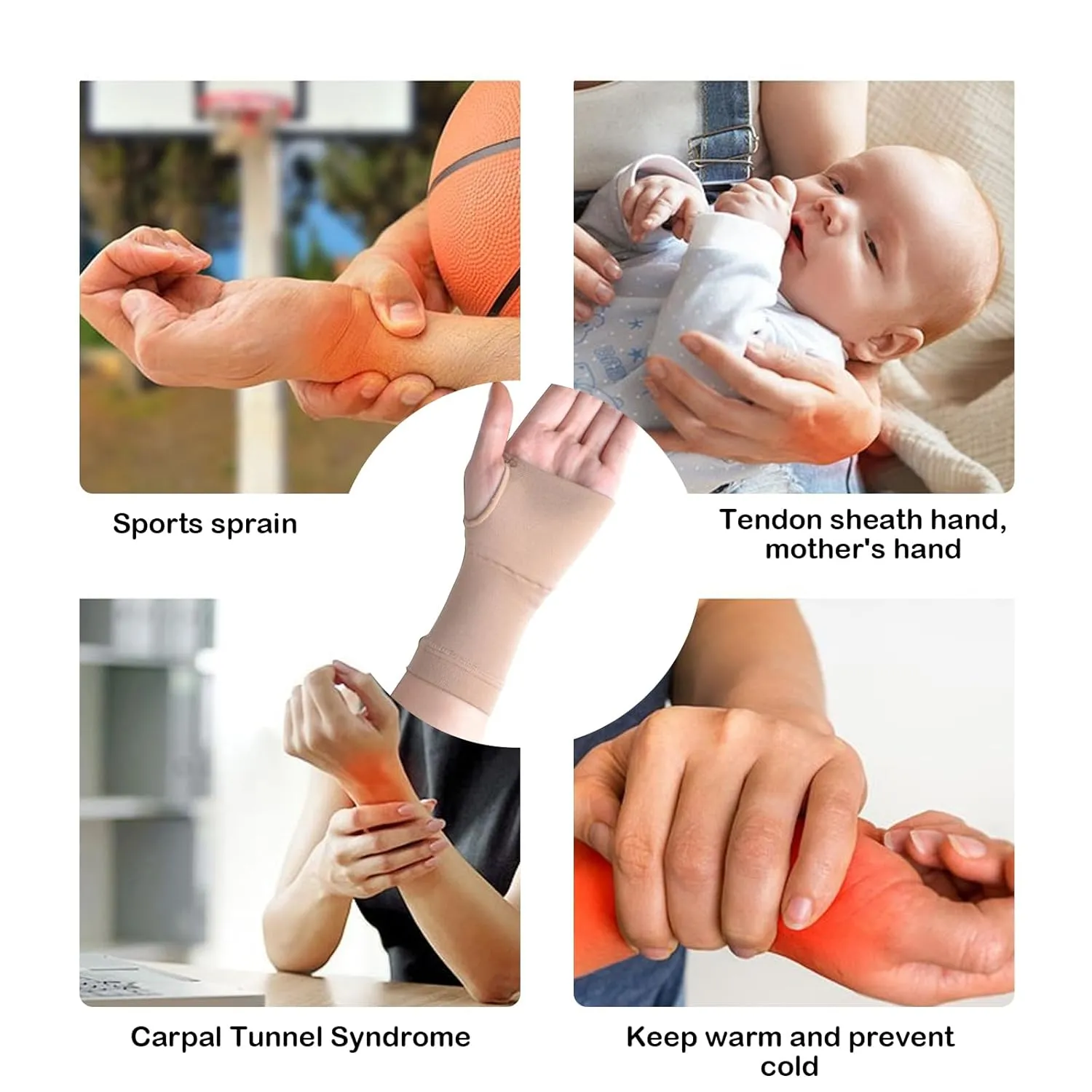 Breathable Compression Wrist Sleeves for Arthritis Support & Joint Pain Relief, Moisture-Wicking Unisex Wrist Brace for Carpal Tunnel, Gym, Sports, Office  Adjustable Comfort Fit for Men & Women (Beige, Medium)