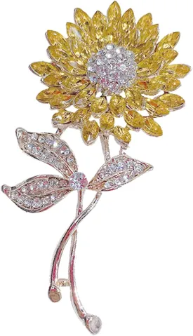 Brooch Pins Gold Sunflower Rhinestone Crystal Brooch Pins for Women Fashion Jewelry