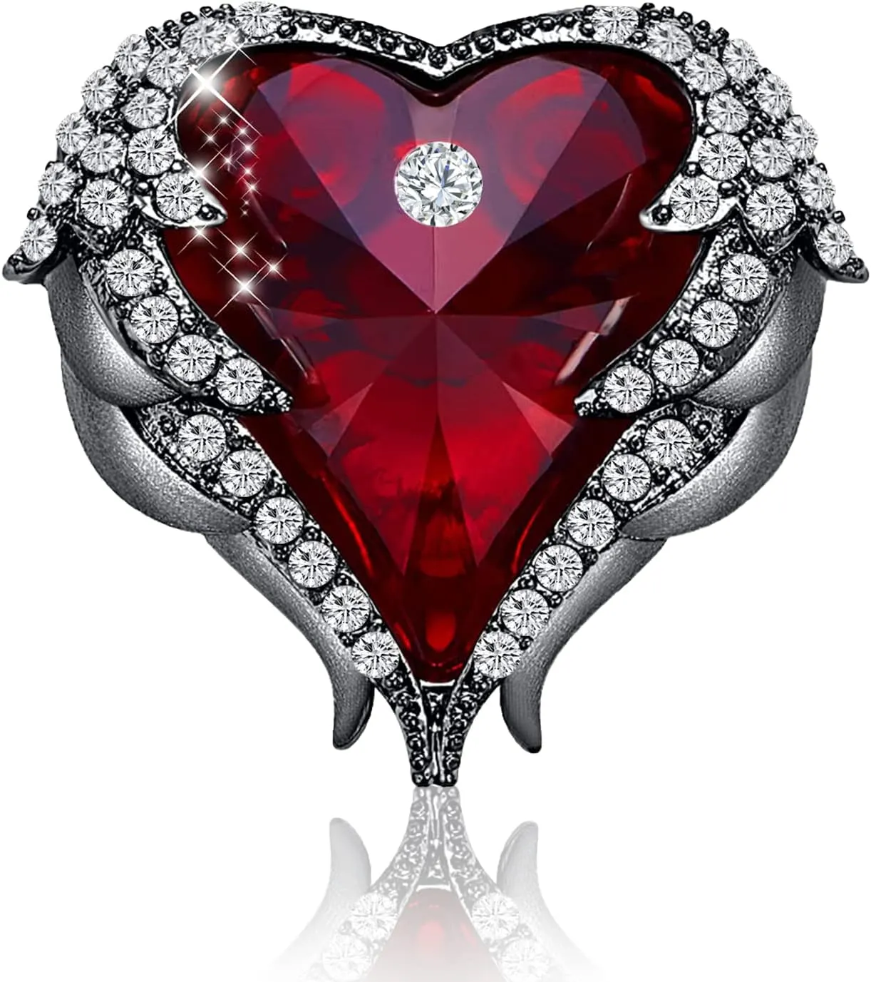 Brooches for Women Red Heart Crystal - Austrian Rhinestone Brooch Jewelry - Ladies Wedding Bouquet Brooches Pin for Birthday, Christmas, Anniversary