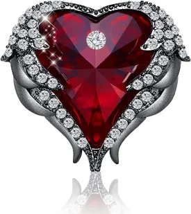 Brooches for Women Red Heart Crystal - Austrian Rhinestone Brooch Jewelry - Ladies Wedding Bouquet Brooches Pin for Birthday, Christmas, Anniversary