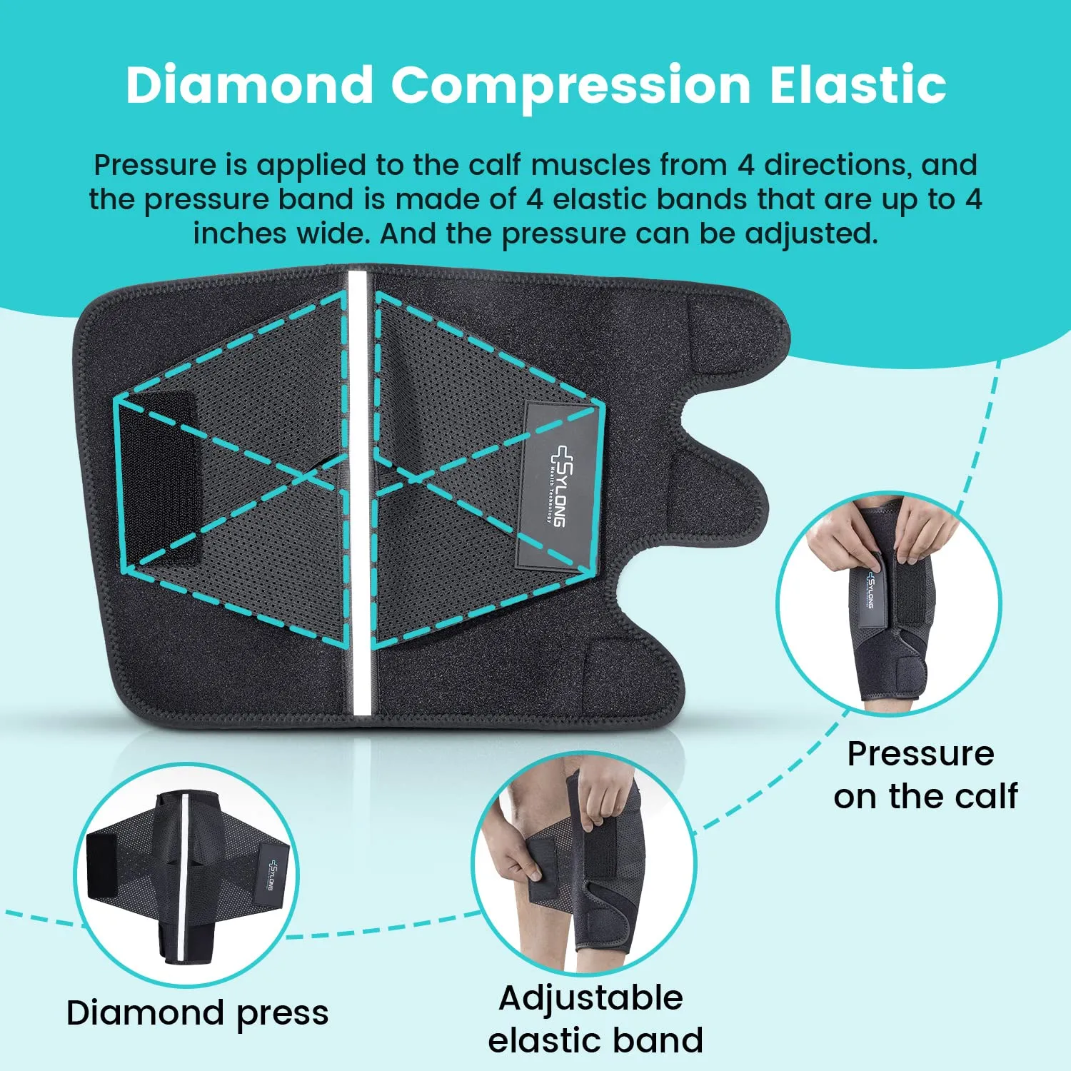 Calf Brace Leg Compression Sleeves for Men & Women, Shin Splints for Calf Muscle Wrap, Diamond-shaped Elastic Band for Pressure, fit Swelling, Varicose Vein Pain Relief, Running, Fitness (L/XL-2 pcs)