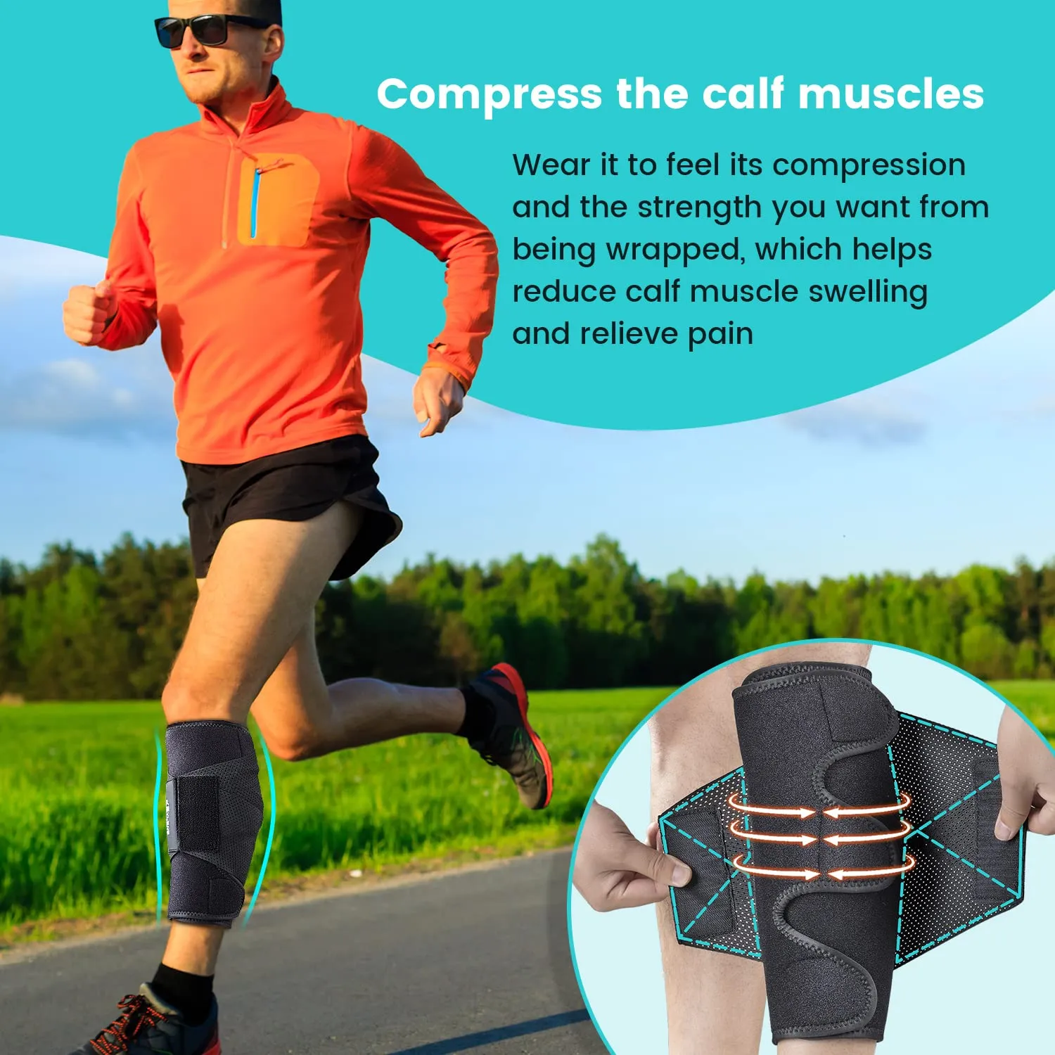 Calf Brace Leg Compression Sleeves for Men & Women, Shin Splints for Calf Muscle Wrap, Diamond-shaped Elastic Band for Pressure, fit Swelling, Varicose Vein Pain Relief, Running, Fitness (L/XL-2 pcs)