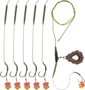 Carp Fishing Rig Set Carp Hair Rig Fishing Accessories with Weight Sinker Quick Change Rolling Swivel Sleeves Carp Hook Corn Bait Carp Tackle Rig