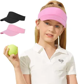 Century Star UPF 50  Kids Visor Sun Hat Adjustable Girls High Ponytail Tennis Hat Sports Boys Running Golf Visor Cap