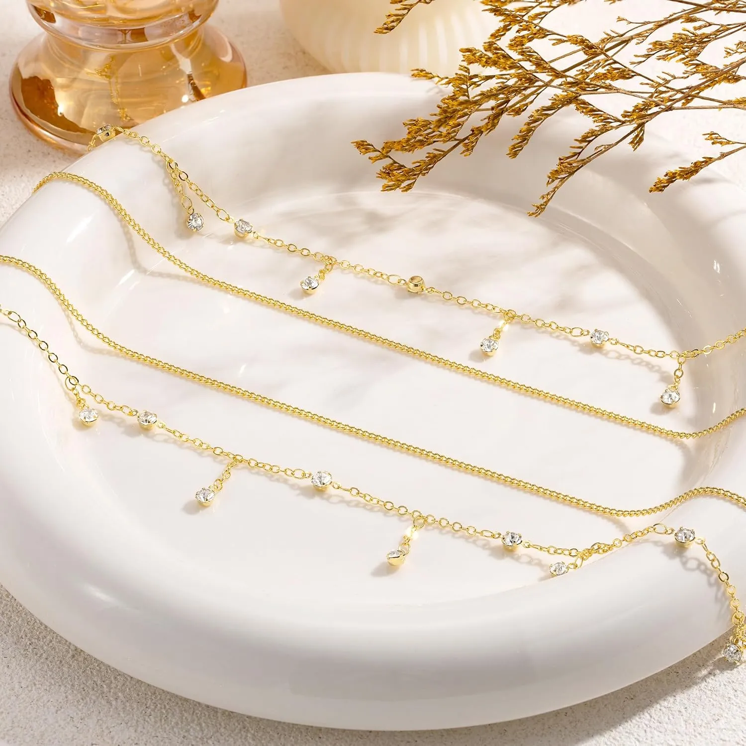 CHESKY Gold Waist Chain, 14K Gold Plated Belly Chain Adjustable Waterproof Body Chain Sexy Bikini Waist Beads for Women Satellite Beads Diamond Pearl Coin Chain Dainty Body Chain Jewelry for Women