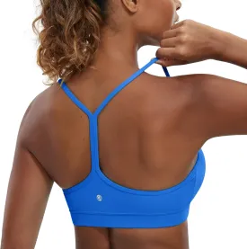 CRZ YOGA Butterluxe Womens Y Back Sports Bra - Padded Racerback Low Impact Spaghetti Thin Strap Workout Yoga Top