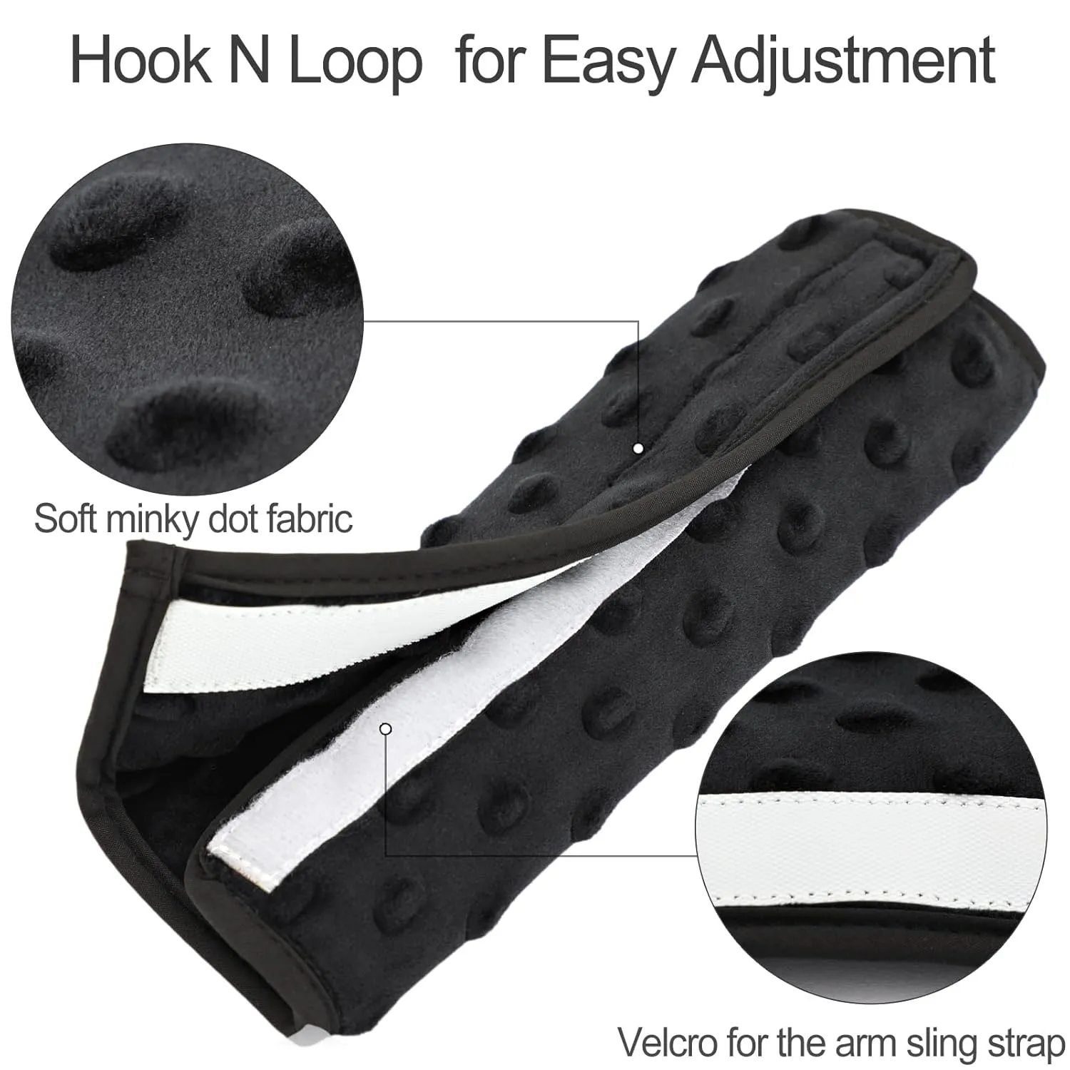Cushioned Arm Sling Padding for Neck Slim Sling Pad Neck Strap Cushion Comfort Shoulder Support Rotator Cuff Surgery Arm Immobilizer Brace Carry Padded Cover Pillow Wrist Hand Injury, Pack of 2 Black