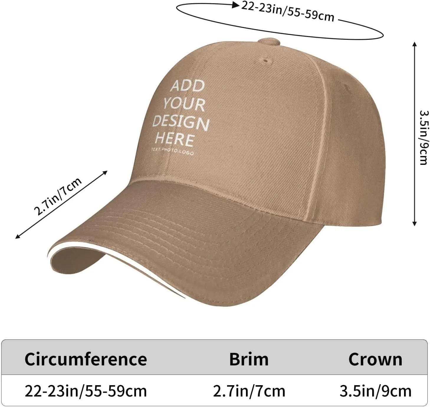 Custom Hat Design Your Own, Personalized Classic Hats for Men Women,Customizable Baseball Cap Dad for Outdoor Adjustable