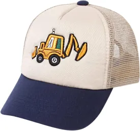 Cute Embroidery Excavator Kids Baseball Cap Adjustable Cotton Washed Vintage Cowboy Hat for Boys Girls Age 2-8